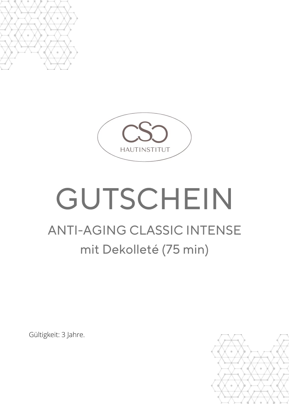 Geschenkgutschein Behandlung - ANTI-AGING CLASSIC INTENSE mit Dekolleté (75 min) CREYAN